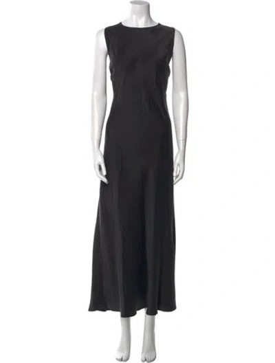 Pre-owned Asceno Silk Long Dress In Black