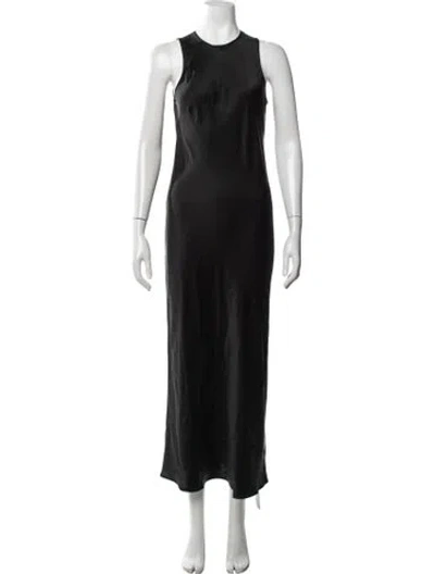 Pre-owned Asceno Silk Long Dress In Black