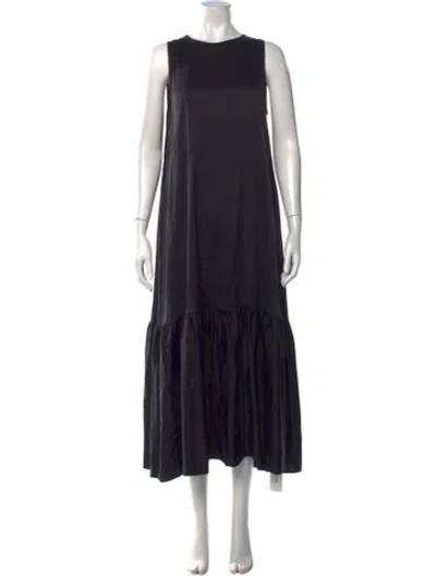 Pre-owned Asceno Silk Long Dress In Black