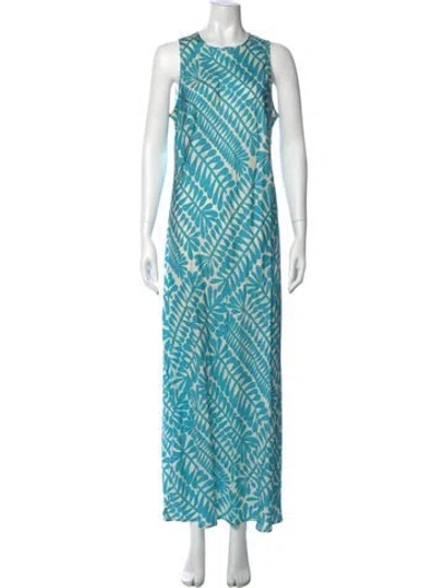 Pre-owned Asceno Silk Long Dress In Blue