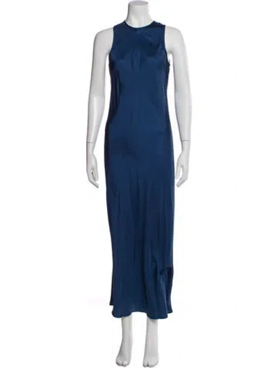 Pre-owned Asceno Silk Long Dress In Blue