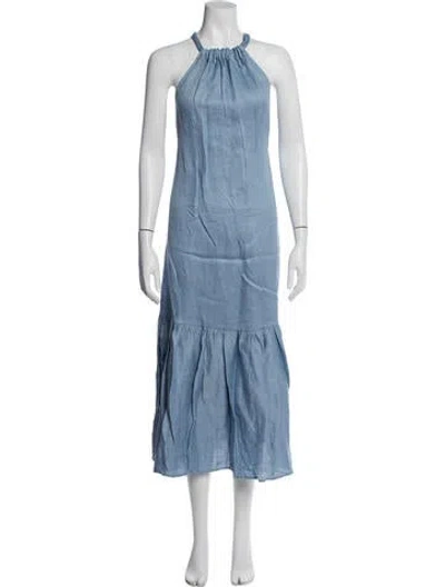 Pre-owned Asceno Silk Long Dress In Blue