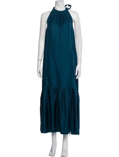 Pre-owned Asceno Silk Long Dress In Blue