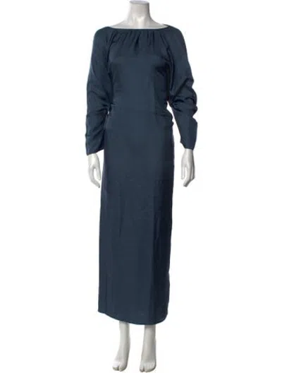 Pre-owned Asceno Silk Long Dress In Blue