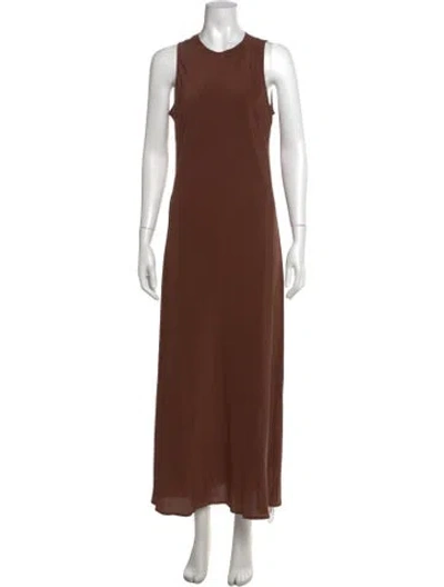 Pre-owned Asceno Silk Long Dress In Brown
