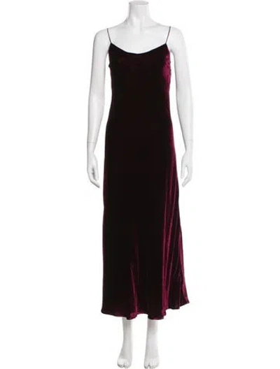 Pre-owned Asceno Silk Long Dress In Burgundy