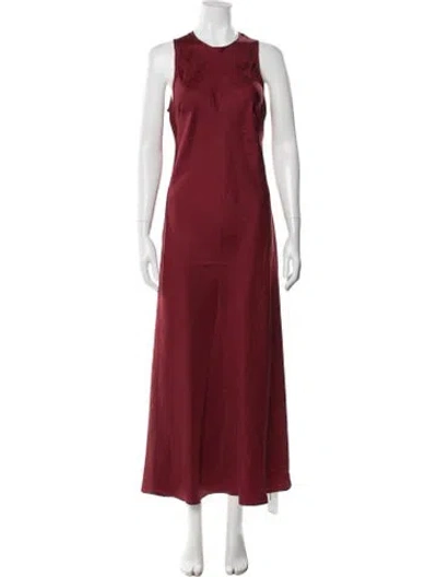 Pre-owned Asceno Silk Long Dress In Burgundy