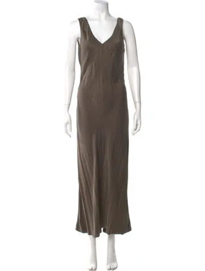 Pre-owned Asceno Silk Long Dress In Green