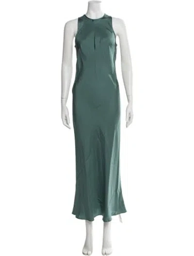 Pre-owned Asceno Silk Long Dress In Green
