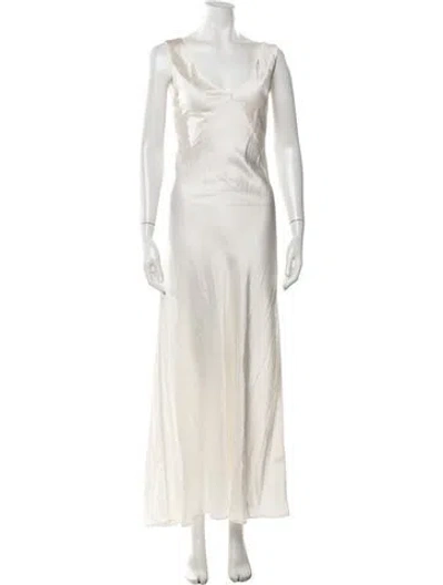 Pre-owned Asceno Silk Long Dress In Neutral