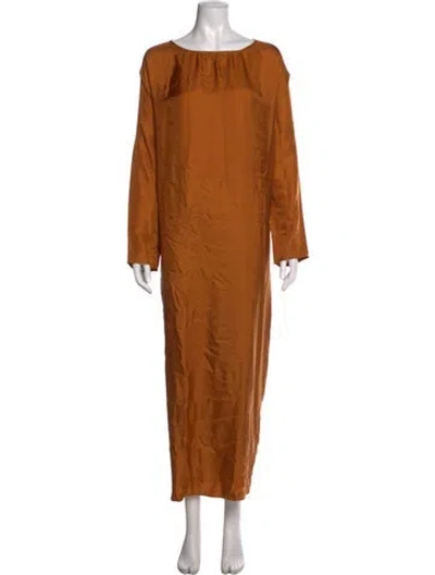Pre-owned Asceno Silk Long Dress In Orange