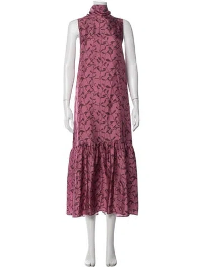 Pre-owned Asceno Silk Long Dress In Pink