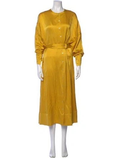 Pre-owned Asceno Silk Long Dress In Yellow