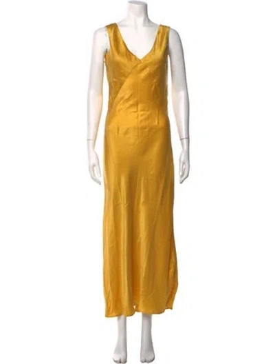 Pre-owned Asceno Silk Long Dress In Yellow