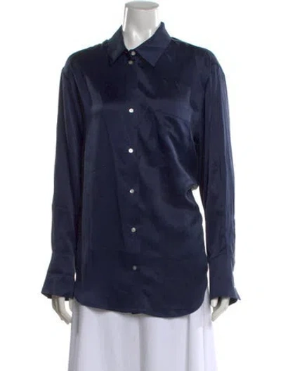 Pre-owned Asceno Silk Long Sleeve Blouse In Blue