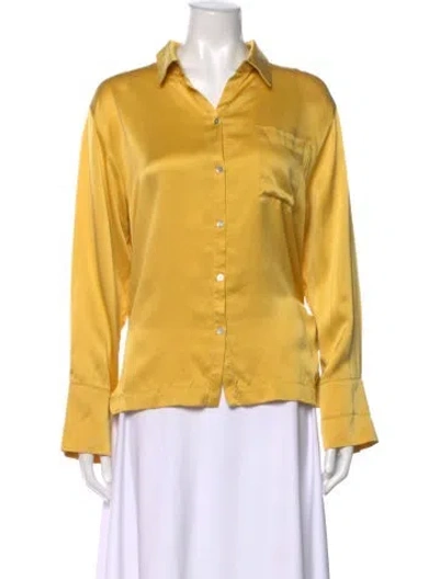 Pre-owned Asceno Silk Long Sleeve Blouse In Yellow