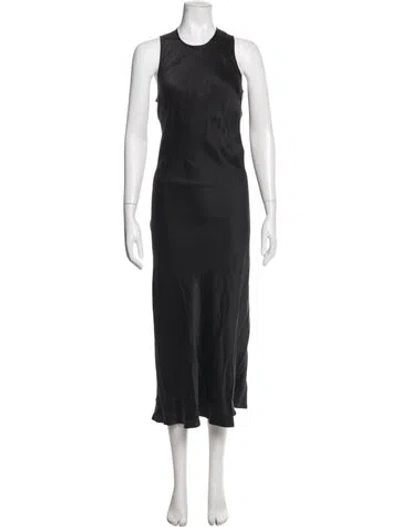 Pre-owned Asceno Silk Midi Length Dress In Black