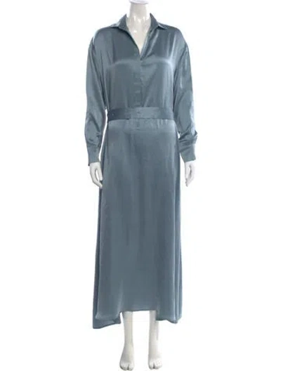 Pre-owned Asceno Silk Midi Length Dress In Blue