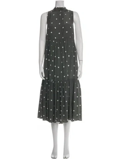 Pre-owned Asceno Silk Midi Length Dress In Gray