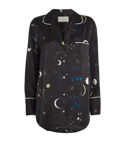 Asceno Silk Paris Pyjama Shirt In Black