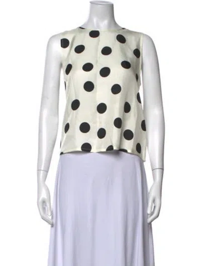 Pre-owned Asceno Silk Polka Dot Print Top In Neutrals
