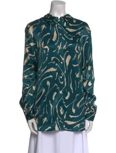 Pre-owned Asceno Silk Printed Blouse In Blue