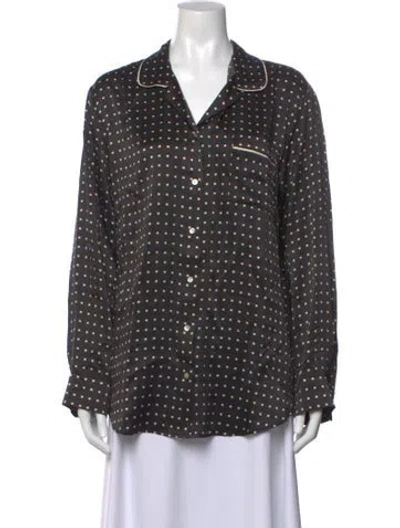 Pre-owned Asceno Silk Printed Button-up Top In Grey