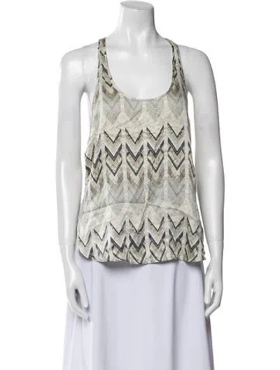 Pre-owned Asceno Silk Printed Top In Neutral