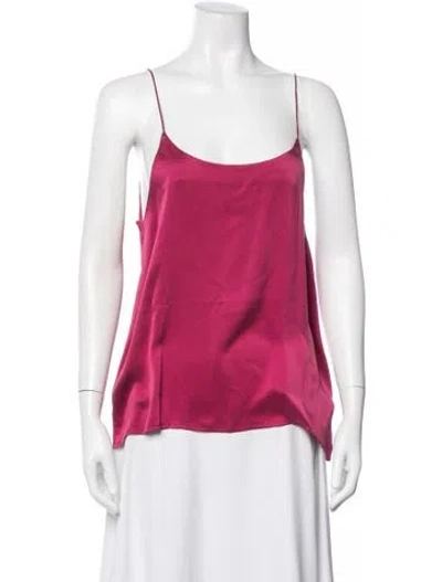 Pre-owned Asceno Silk Scoop Neck Top In Pink
