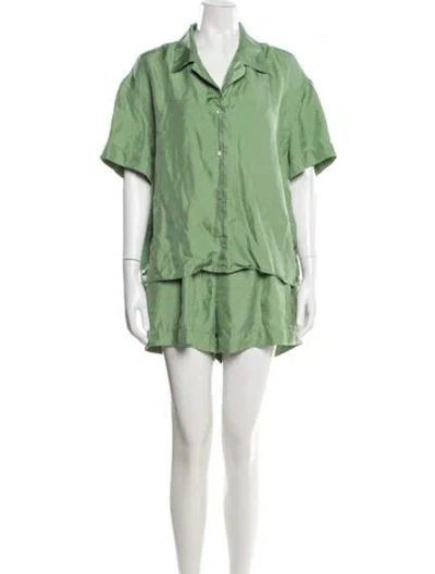Pre-owned Asceno Silk Short Set In Green