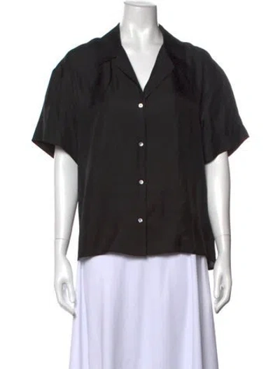 Pre-owned Asceno Silk Short Sleeve Top In Black