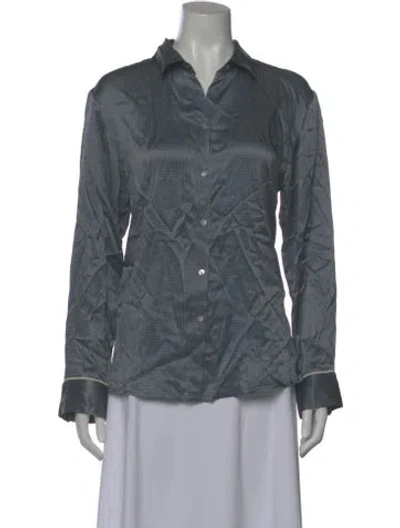 Pre-owned Asceno Silk Striped Blouse In Gray