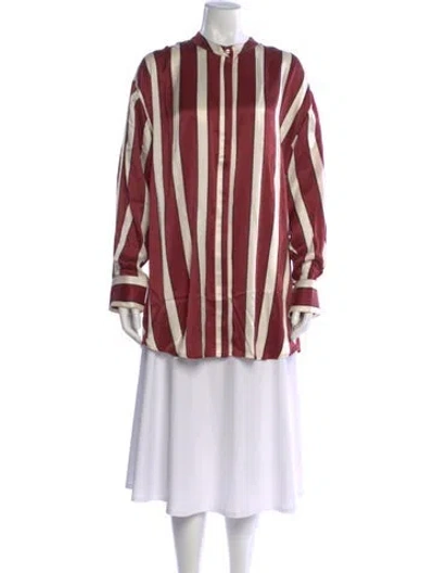 Pre-owned Asceno Silk Striped Blouse In Multi
