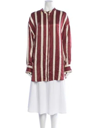 Pre-owned Asceno Silk Striped Blouse In Red