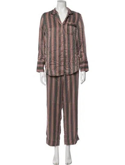 Pre-owned Asceno Silk Striped Pajamas In Multicolor