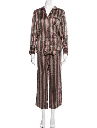 Pre-owned Asceno Silk Striped Set In Multi