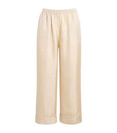 Asceno Silk Twill Brescia Pyjama Trousers In Beige