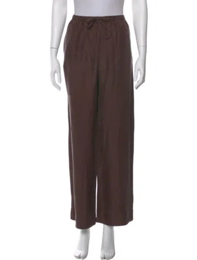 Pre-owned Asceno Silk Wide Leg Pants In Brown