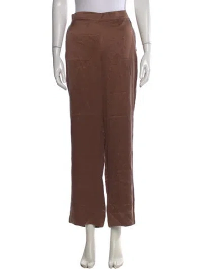 Pre-owned Asceno Silk Wide Leg Pants In Brown