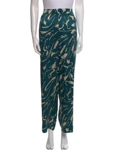 Pre-owned Asceno Silk Wide Leg Pants In Green
