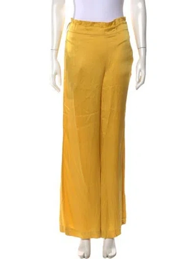 Pre-owned Asceno Silk Wide Leg Pants In Yellow