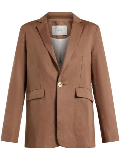 Shop Asceno Single-breasted Organic Linen Blazer In Brown