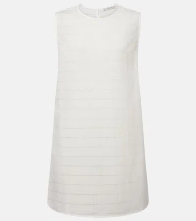 Asceno Sintra Checked Linen And Cotton Minidress In White