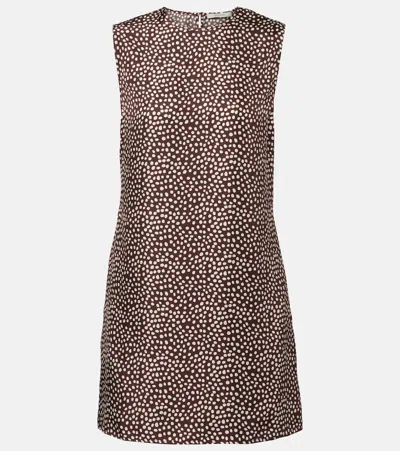 Asceno Sintra Polka-dot Silk Twill Minidress In Brown