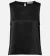 Asceno Sofia Silk Charmeuse Tank Top In Black
