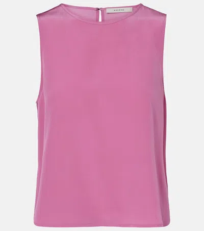 Asceno Sofia Silk Crêpe Tank Top In Multi