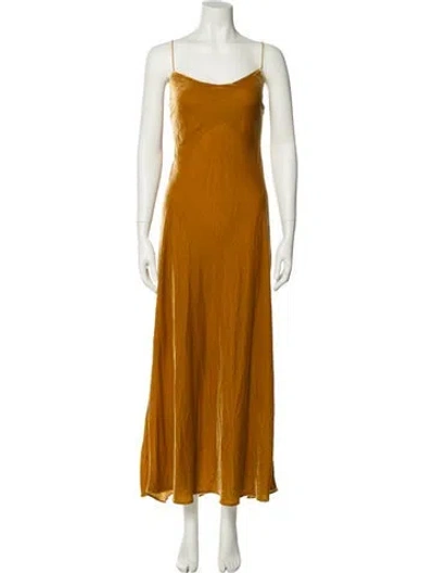 Pre-owned Asceno Square Neckline Long Dress In Orange