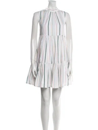 Pre-owned Asceno Striped Mini Dress In White