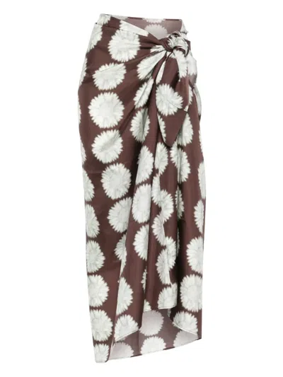 Asceno Sunflower-print Sarong In Brown
