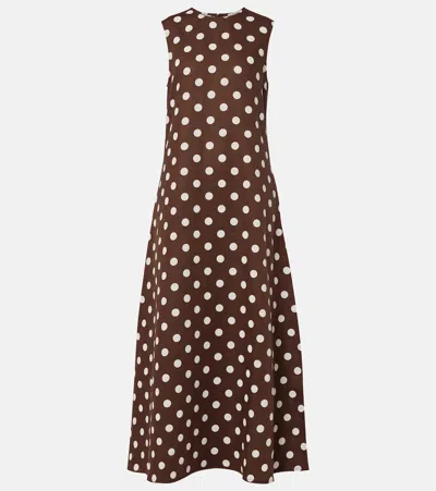 Asceno Tallin Linen And Cotton Maxi Dress In Brown